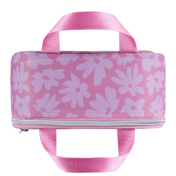 🆕Hurley Sequins Lunch Bag Box Hot Cold Insulated Flip 9”H 8”L x 4”D Pink Floral - Picture 4 of 8